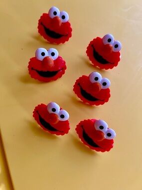 Sesame Street Elmo Red Character RINGS Set  of 6
